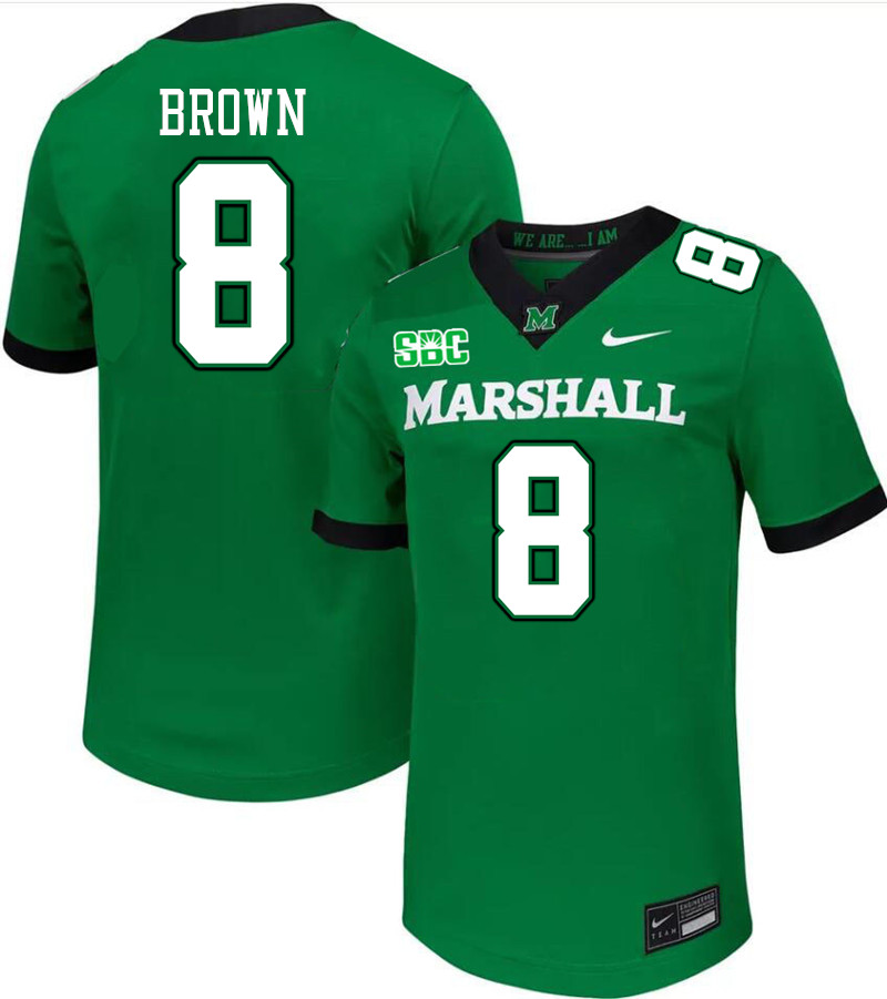 Men #8 Bralon Brown Marshall Thundering Herd SBC Conference College Football Jerseys Stitched-Green